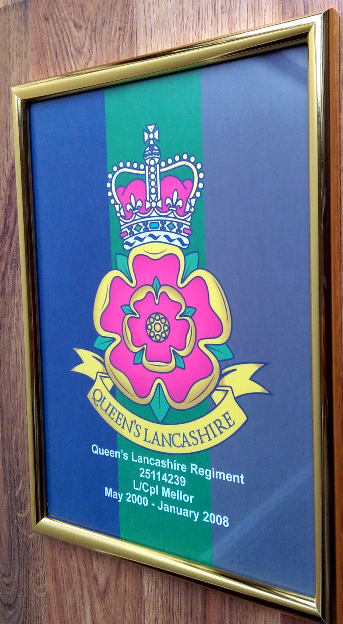 QLR Framed Logo With Regiment Number & Dates